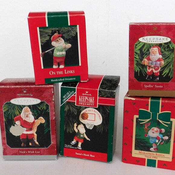 Lot Of 4 HALLMARK KEEPSAKE Santa Claus Ornaments in boxes Golfing Santa - Picture 1 of 10